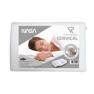 Imagem de Travesseiro Visco Relax Nasa Cervical Capa 100% Algodão Hipoalergênico