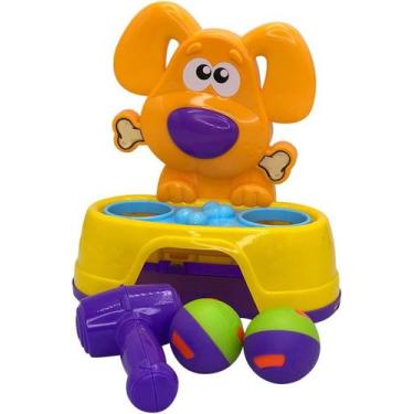 Imagem de Brinquedo Infantil didatico Bate Dog Cachorrinho com Martelo e  Bolinh