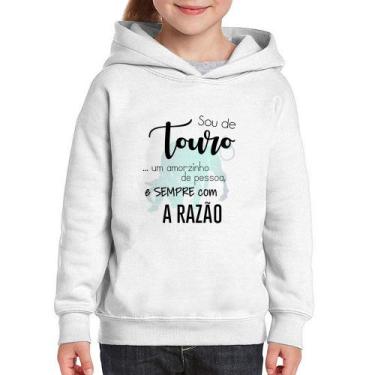 Imagem de Moletom Infantil Sou de Touro - Foca na Moda, Branco, 10