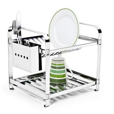 Imagem de Escorredor de Louças 12 Pratos com Porta Talher em Aço Inox Mak-Inox 0