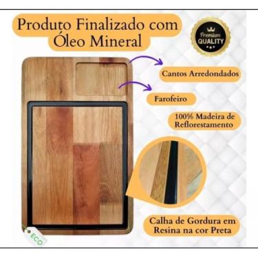Imagem de Tábua de corte(churrasco) 48x30com farofeiro e resina epóxi - WzWoods