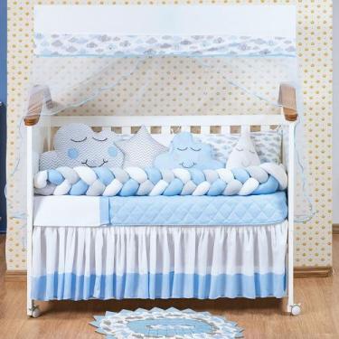 Imagem de Kit Berço Trançado Nuvem Rosa e Azul Com Tapete 13 Peças - BruceBaby B