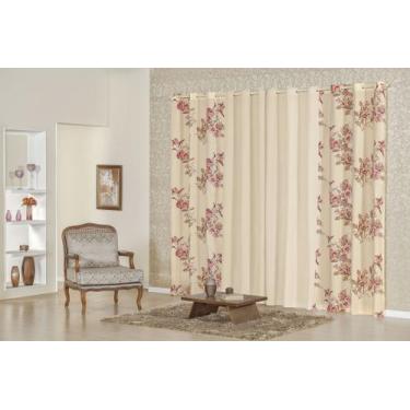 Imagem de Cortina Floratta Micropercal 200 Fios 3,00m x 2,50m Palha - DUCASA ENX