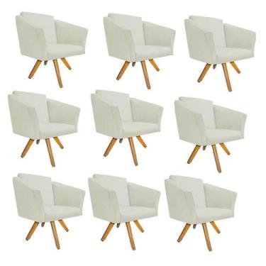 Imagem de Kit 09 Poltrona Cadeira Decorativa  Win Base Giratória Sala de Estar R