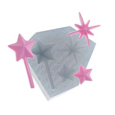 Imagem de Molde de Silicone Varinha Mágica + Estrelas Ref. 219 Flexarte