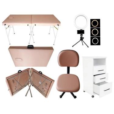 Imagem de Móveis Estética Maca Portátil Mocho Armário E Luminária Ring Light - F