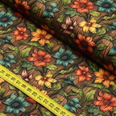 Imagem de Tecido Estampado Para Patchwork - Clube Mais Criativo : Floral com Tex