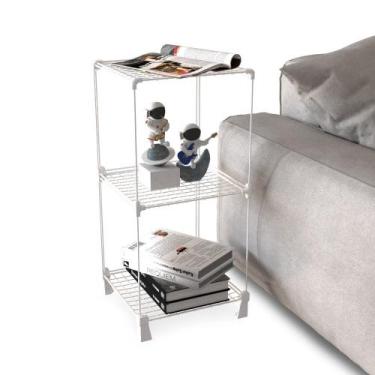 Imagem de Mesa de Cabeceira Aramada para Quarto 30x65cm Branco Mesinha Lateral S