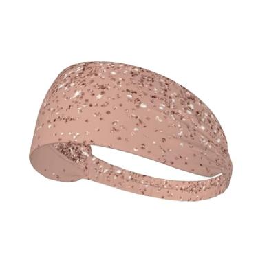 Imagem de Bandanas de cabelo rosa e ouro rosa com glitter, moda esportiva, faixas de cabelo para ioga, para fitness, elástico, atlético, antiderrapante, absorvente de cabeça, para homens, mulheres, meninas,