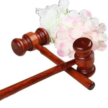 Imagem de 2 peças Gavels de madeira para tribunal de leilão martelos de madeira martelo de madeira acessórios de fantasia de juiz para advogados acessórios de mesa de tribunal (3,2 x 6,7 x 17,4 cm)