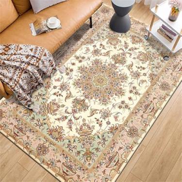 Imagem de HJZSZX Tapete de veludo de cristal boêmio vintage, sala de estar, quarto, cobertor de cama e carpete fácil de limpar, decoração para casa, SJR lavável 3.120 x 200 cm 47 x 79 polegadas