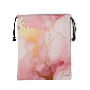 Imagem de Bolsa de aderência de ginástica para ginastas bolsa de cordão de ginástica bolsa de atleta, Mármore rosa com listras douradas, 9.25" x 12" (Pack of 1)