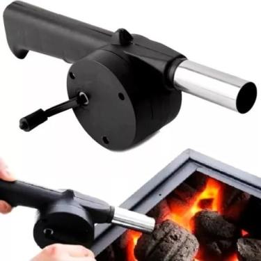 Imagem de Soprador Acendedor De Churrasqueira E Lareira Manual Carvão Ventilador Para Churrasco Camping Portátil