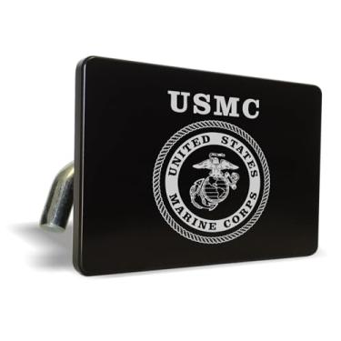 Imagem de [Produto oficialmente licenciado pela USMC] - Corpo de Fuzileiros Navais dos Estados Unidos - Boleto de Alumínio Anodizado de Qualidade Premium Gravado a Laser Resistente a UV Reboque/Cobertura de