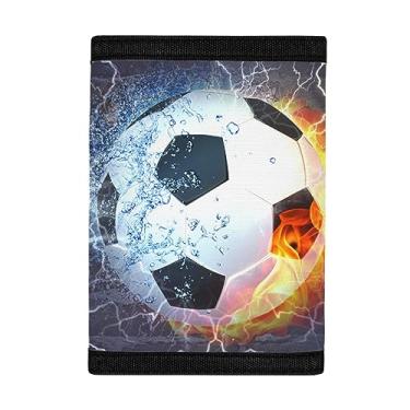 Imagem de Rnyleeg Carteira infantil para meninos e meninas, tema esportivo, com bolso para moedas, novidade para presentes infantis, Futebol de bombeiro, Casual