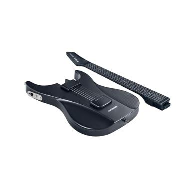 Imagem de AEROBAND Guitarra elétrica de viagem preta sem cordas, guitarra silenciosa portátil com escala removível, função MIDI, 6 cordas, destro
