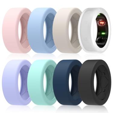 Imagem de SZJCLTD Pacote com 8 capas para anel Oura Ring Gen 4/Gen 3/Samsung Galaxy Ring, capa de anel de silicone elástico antiarranhões para malhar na academia - Patente pendente