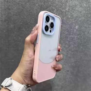 Imagem de Capa de celular transparente Splice Candy Color Match para iPhone 16 15 13 14 12 11 Pro Max Plus, proteção de lente transparente, capa macia, rosa principal, para iPhone 13pro