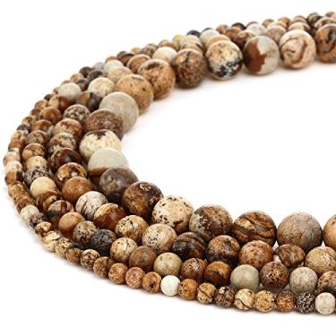 Imagem de RUBYCA Atacado Imagem Natural Jaspe Pedra Preciosa Redonda Grânulo Solto para Fazer Joias 1 Fio - 4 mm