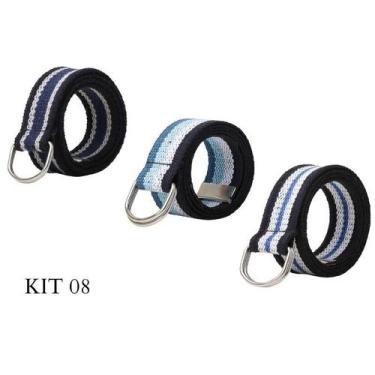 Imagem de Kit 3 Cintos Masculino Gorgurão Lona Esporte Fivela Argola - Bless Ace