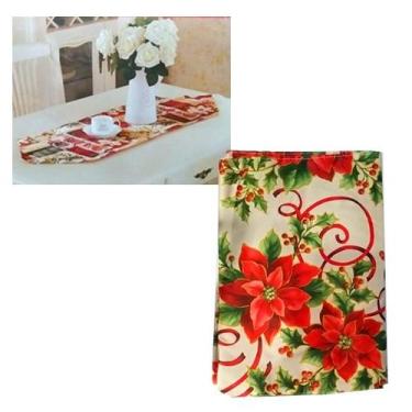 Imagem de Caminho De Mesa Trilho Natal Tecido 100 X 35cm Forrado Decoração Natal