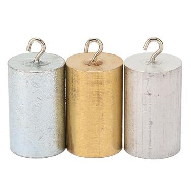 Imagem de QANYEGN 3 unidades de blocos de densidade de metal, cilindro de alumínio de ferro e cobre, conjunto de cilindros de metal para experimento de investigação de densidade
