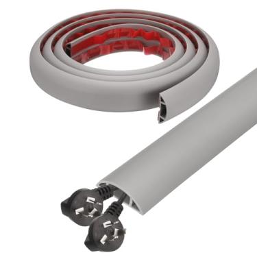Imagem de HARFINGTON Capa de cabo de 1,8 m L 1,6 x A 0,33 Canal interno PVC esconde extensão, protetor de fios para evitar desvios de cabos, gerenciamento de cabos, cinza