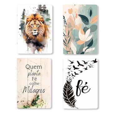 Imagem de Kit 4 Cadernos, caderneta, A5, 80 Páginas brancas Sem Pauta, 90g, Conjunto com 4 Designs, Grampeados, estilo Midori