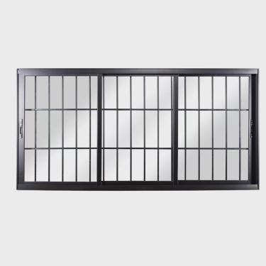 Imagem de Janela de Alumínio de Correr 120x150x12cm 3 Folhas Móveis Vidro Liso Topsul Esquadrisul