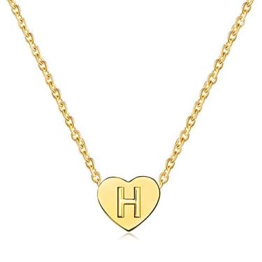 Imagem de BlingNuts Colar de coração com inicial banhado a ouro, minúsculas letras delicadas, colares de coração para mulheres, F, Aço inoxidável, Sem Pedra Preciosa