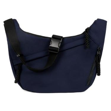 Imagem de Motesun Bolsas transversais crescentes para mulheres e homens, bolsa Luna de nylon, bolsas Moon Hobo, bolsas de ombro de lona, Azul marinho, Medium to Large