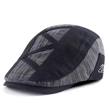 Imagem de Boina Masculina Italiana Estilo Vintage Jornaleiro Plana Ajustável Preto