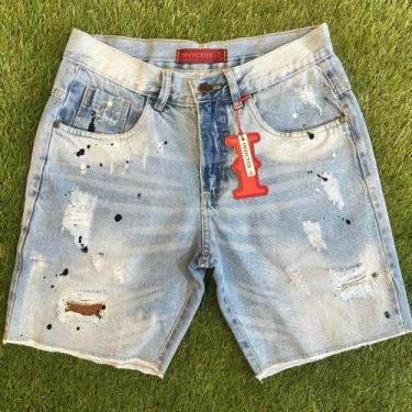 Imagem de Bermuda Jogador Jeans Masculina Curta Premium 100% Algodao Original Ti