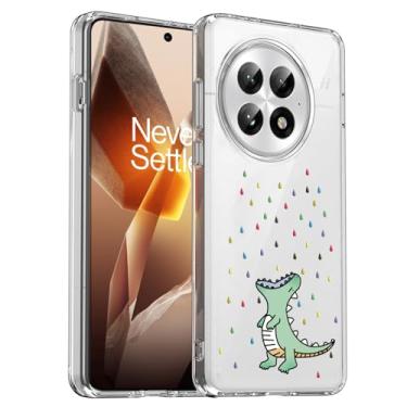 Imagem de Unov Capa compatível com OnePlus 13 5G transparente com Rino Dragon Rainbow Dinosaur Design TPU macio absorção de choque fina padrão em relevo capa protetora traseira