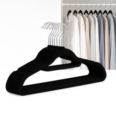 Imagem de Kit 10 Cabide de Veludo Slim Fininho Antideslizante Pra Roupas de Adul