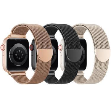 Imagem de Pulseira Apple Watch BELONGME Mesh Loop em aço inoxidável, pacote com 