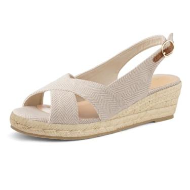 Imagem de mysoft Sandálias Femininas De Alpargatas, Plataforma Baixa, Bico Aberto, Tira No Tornozelo, Cruzadas, Sem Cadarço, Sapatos De Verão