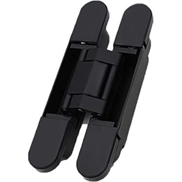 Imagem de Dobradiça de porta oculta com cruz silenciosa decorativa forrada, suporte de cartão nivelado rolamento de amortecimento de madeira interior 80 kg, dobradiça oculta para armário de móveis - Black, G40