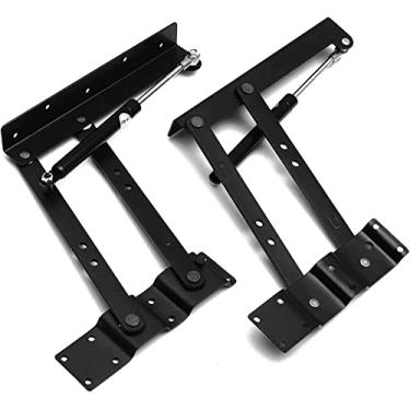 Imagem de AMITVA Dobradiça de mesa de centro dobrável de mola de 2 peças de ferragens mecânicas de elevação, moldura de elevação de móveis industriais, dobradiça de moldura de mesa de computador