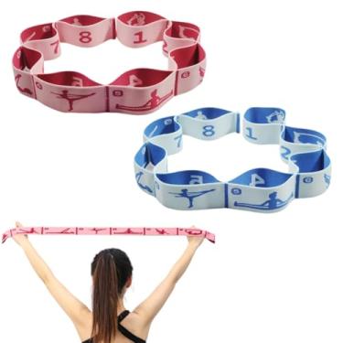 Imagem de Alça elástica de alongamento de ioga com laços, tiras elásticas CEILIWEN para fisioterapia, faixa elástica de pilates, faixas elásticas para exercícios, alça de alongamento de perna, faixas de
