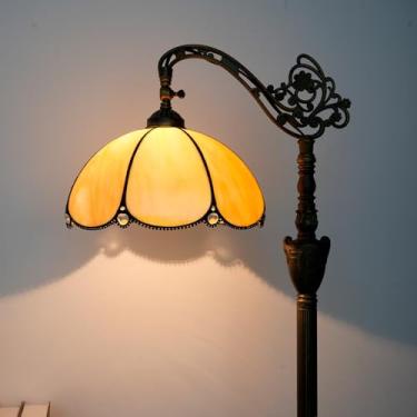Imagem de Blivuself Luminária De Chão Tiffany Com Abajur De Vidro Colorido Ajustável Em Ângulo, Estilo Rústico, Luz De Leitura Em Pescoço De Ganso, Luminária De Canto Estilo Tiffany, 63 Polegadas, Para Sala