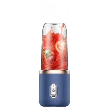 Imagem de 400ML 6 Lâminas Espremedor Elétrico Mini Liquidificador Portátil De Suco De Alimentos Misturador Leite(1 COPO AZUL)