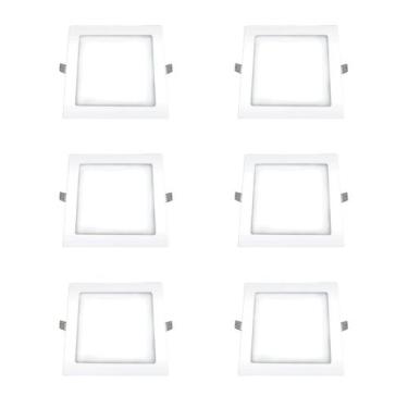 Imagem de 6 Plafon Ourolux Embutir 18w Biv 2700k Quadrado