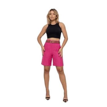 Imagem de Bermuda Social Feminina em Duna com Cinto e Bolsos -SH-0015 - HBD, Pin