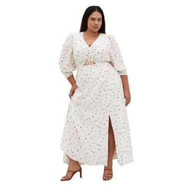 Imagem de City Chic Vestido longo feminino plus size - estampa Jolene, Ivory Bliss, 46