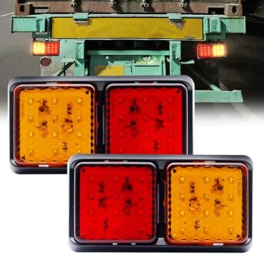 Imagem de Ygmylandbb Luzes traseiras de reboque de LED, luz traseira de caminhão, luzes de freio de seta para caminhão, barco, snowmobile, trailer, caminhonete RV, vermelho, amarelo, 2 peças (vermelho e
