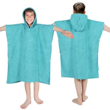 Imagem de Superior Poncho de algodão felpudo infantil, toalha de banho macia e absorvente com capuz, acessórios de banheiro, longos, roupões de banho de pelúcia para banho, chuveiro, spa, resort, hotel, praia