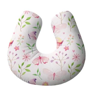 Imagem de Almofada de Amamentação Ergonômica para Bebê e Mamãe Antialérgica | Suporte para Amamentar com Conforto – Borboleta Aquarela Flores