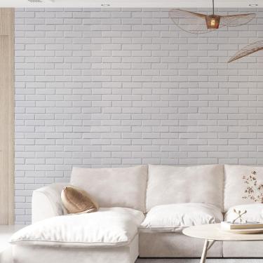 Imagem de Kit 2 Rolos Papel De Parede Adesivo Tijolo Branco 3,0M