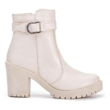 Imagem de Bota Feminina Coturno Fivela Tratorado De Salto Cano Curto-Feminino